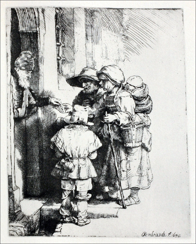 Rembrandt Van Rijn Three Beggars at the Door of a House - Hand Painted Oil Painting