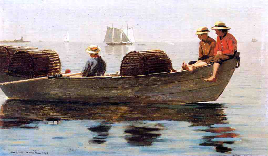  Winslow Homer Three Boys in a Dory - Hand Painted Oil Painting