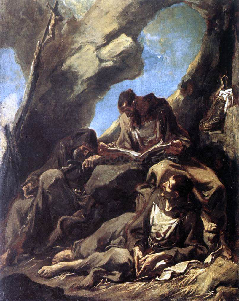 Alessandro Magnasco Three Capuchin Friars Meditating in their Hermitage - Hand Painted Oil Painting