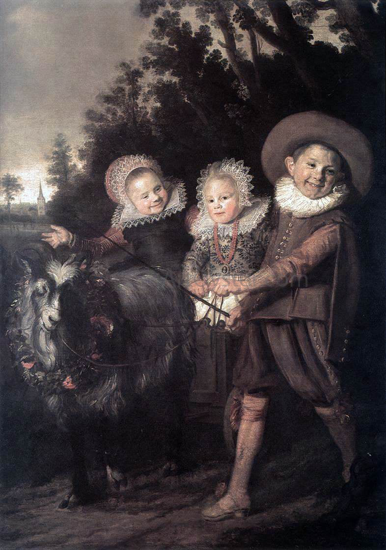  Frans Hals Three Children with a Goat Cart - Hand Painted Oil Painting