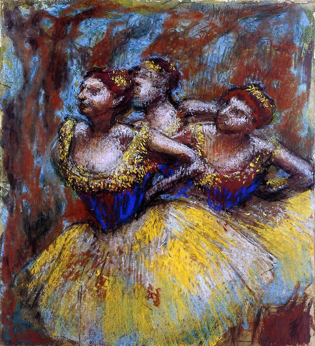 Edgar Degas Three Dancers: Yellow Skirts, Blue Blouses - Hand Painted Oil Painting