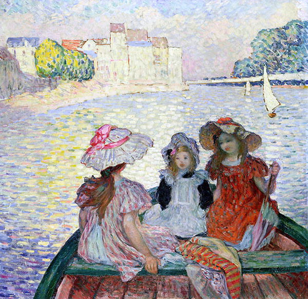 Henri Lebasque Three Girls in a Boat - Hand Painted Oil Painting