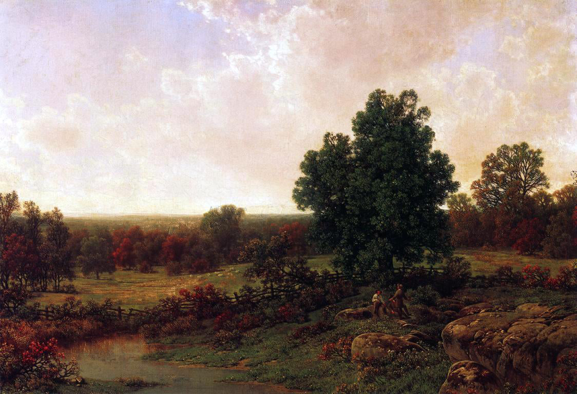 William Mason Brown Three Men in a Landscape - Hand Painted Oil Painting