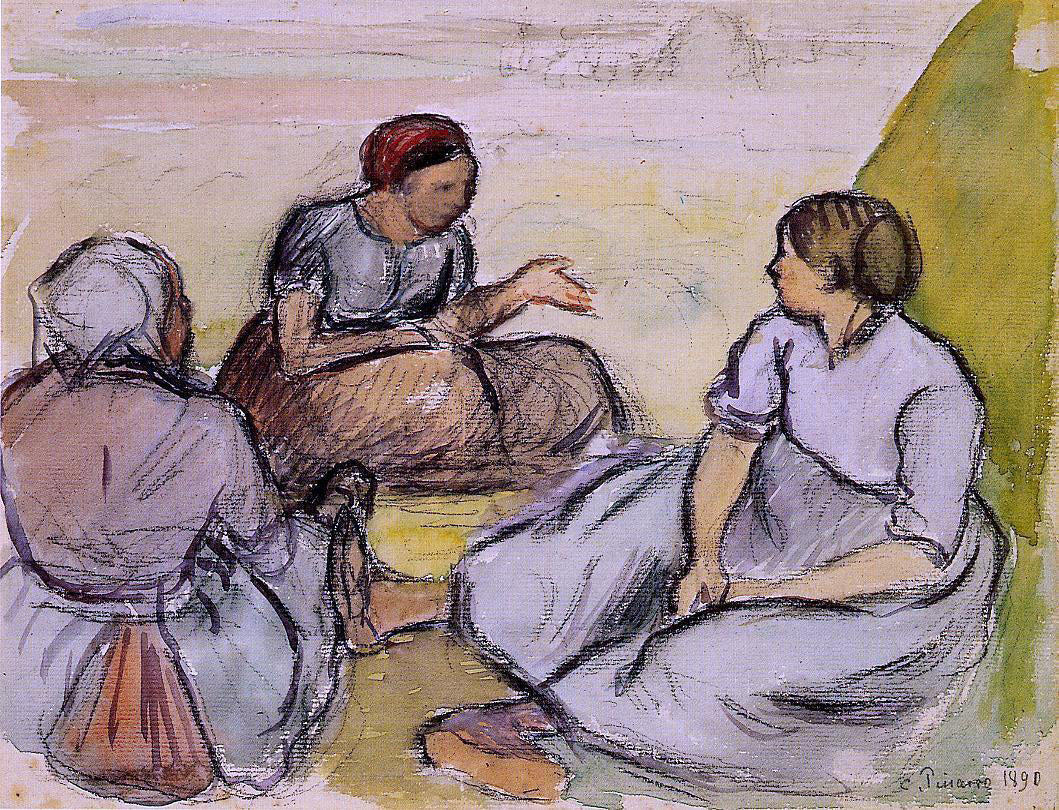 Camille Pissarro Three Peasant Women - Hand Painted Oil Painting