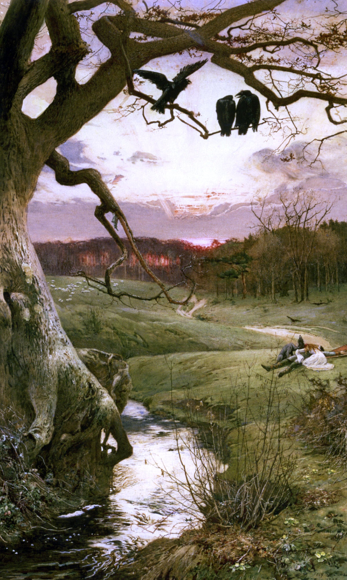 Edward Frederick Brewtnall Three Ravens - Hand Painted Oil Painting