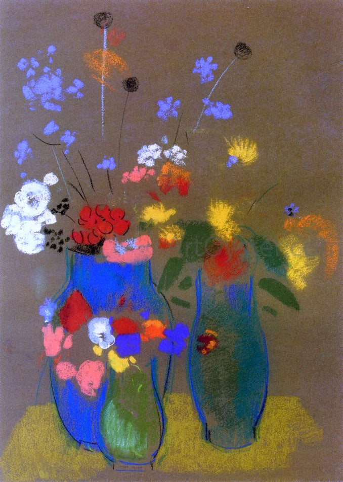  Odilon Redon Three Vases of Flowers - Hand Painted Oil Painting