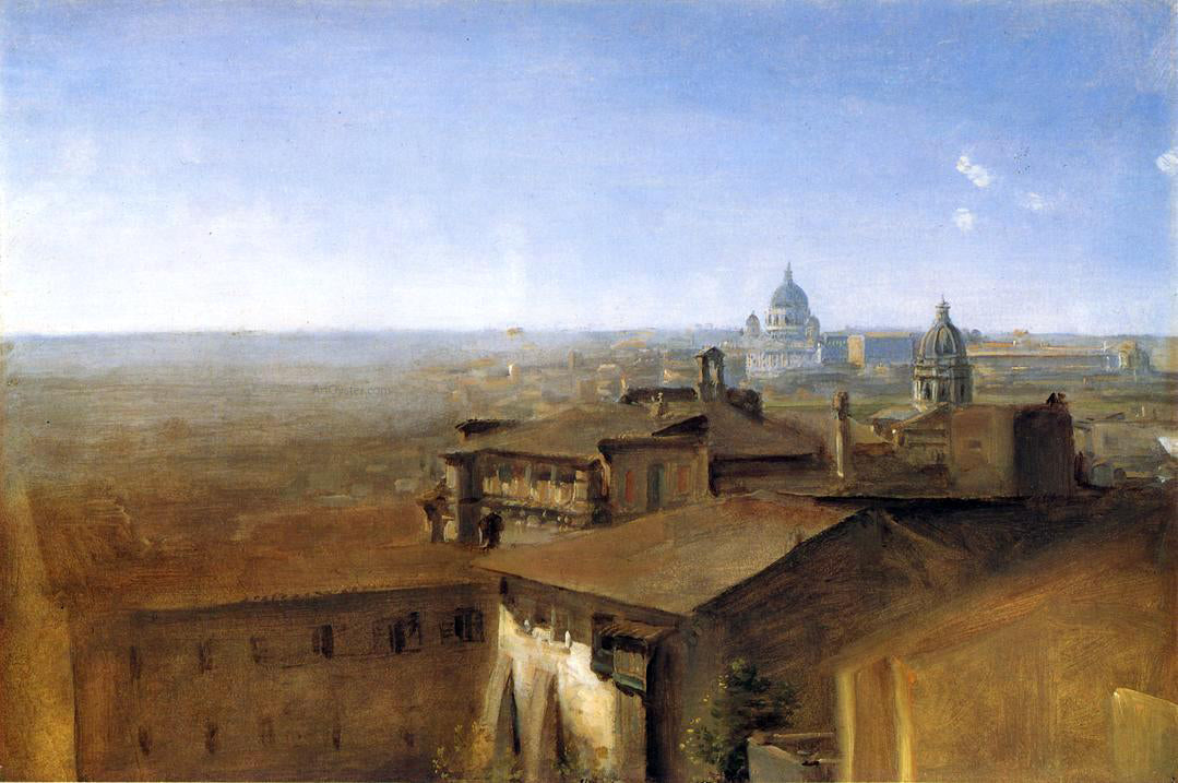 Johann Georg Von Dillis Three Views of Rome from the Villa Malta: View of St. Peter's - Hand Painted Oil Painting