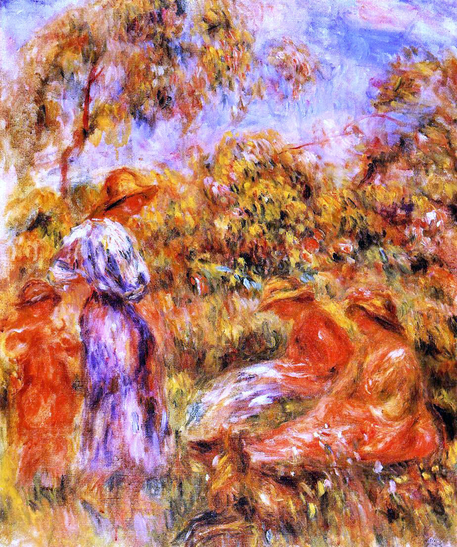 Pierre Auguste Renoir Three Women and Child in a Landscape - Hand Painted Oil Painting