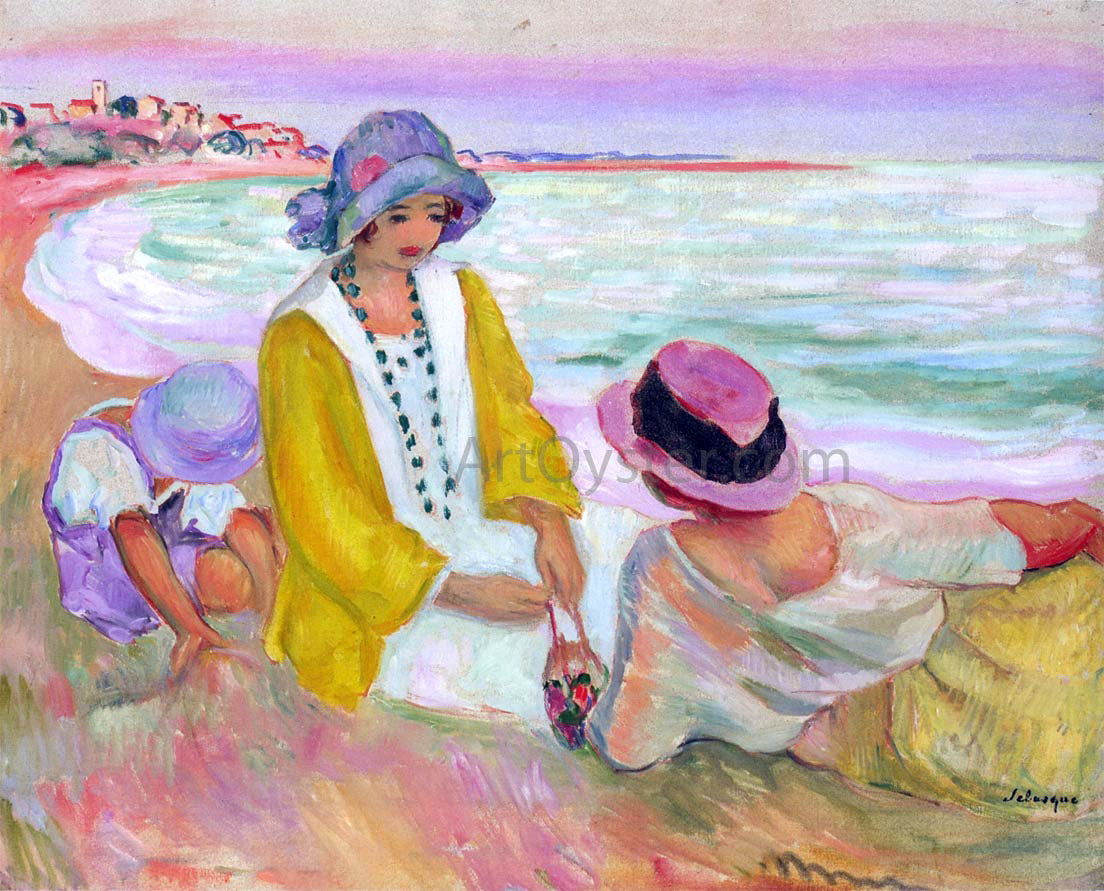 Henri Lebasque Three Young Girls at the Beach - Hand Painted Oil Painting
