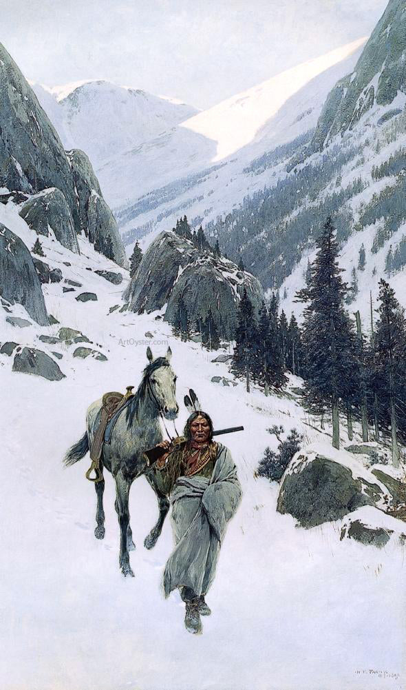 Henry F Farney Through the Pass, Winter - Hand Painted Oil Painting
