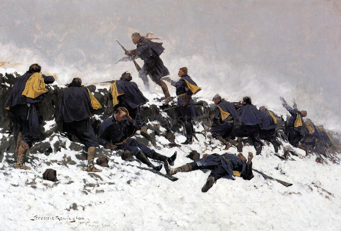 Frederic Remington Through the Smoke Sprang the Daring Soldier - Hand Painted Oil Painting