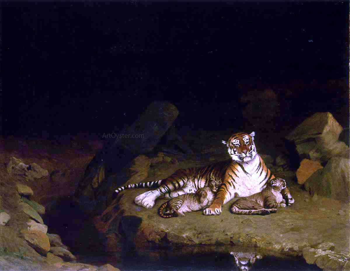 Jean-Leon Gerome Tigress and Her Cubs - Hand Painted Oil Painting