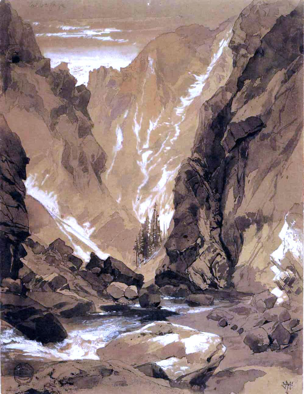 Thomas Moran Toltec Gorge, Colorado - Hand Painted Oil Painting
