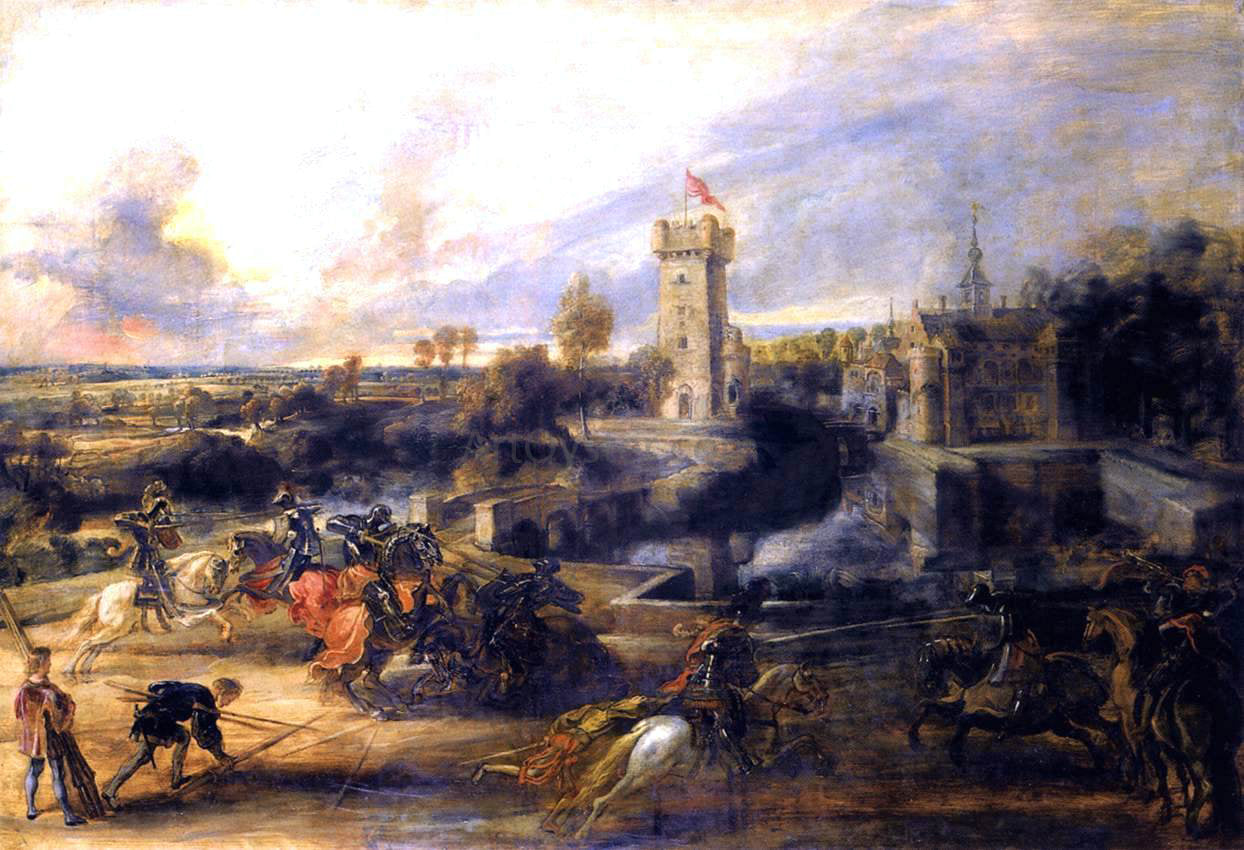 Peter Paul Rubens Tournament in Front of Castle Steen - Hand Painted Oil Painting