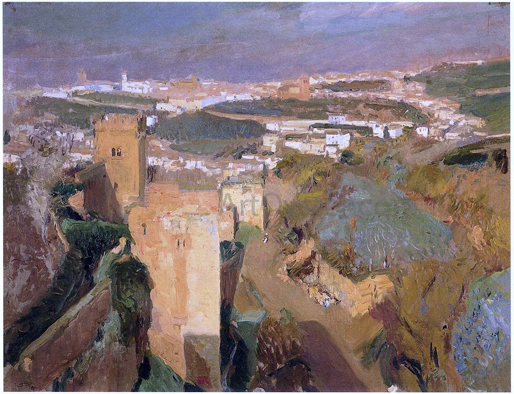 Joaquin Sorolla Y Bastida Tower of Seven, pont Alhambra, Granada - Hand Painted Oil Painting