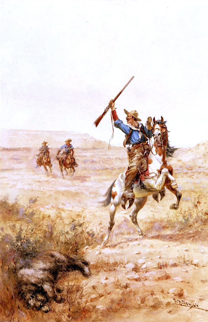 Herman W Hansen Trailing the Grizzly - Hand Painted Oil Painting