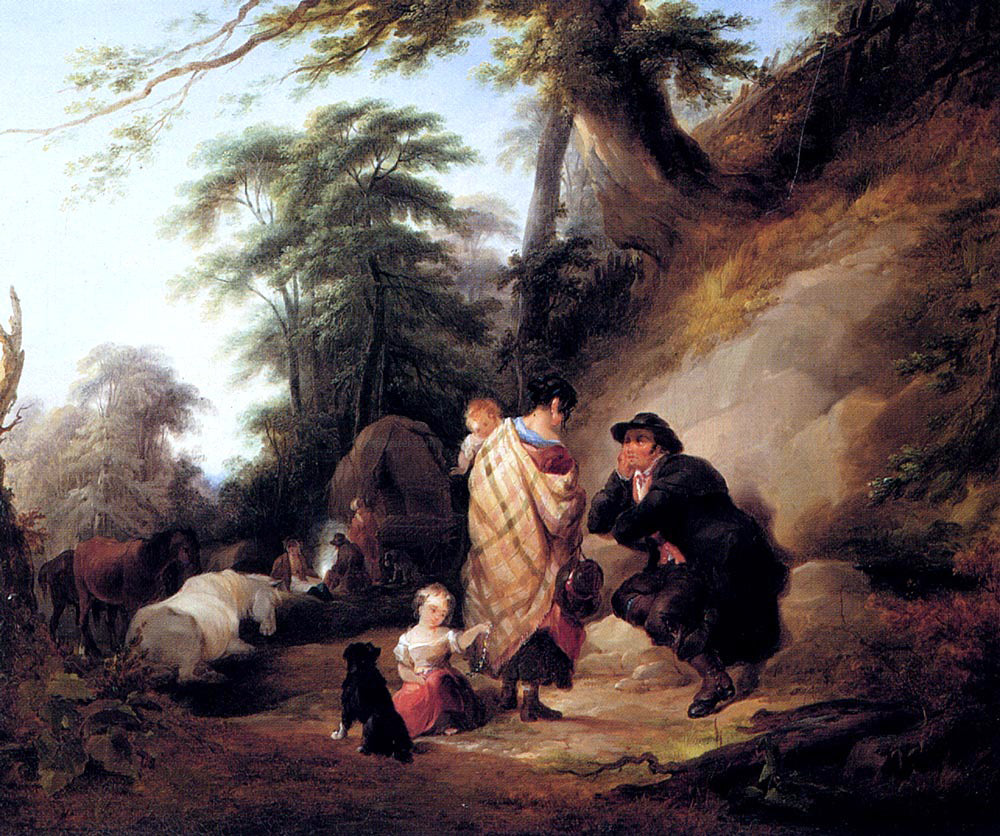 Senior William Shayer Travelers Resting - Hand Painted Oil Painting
