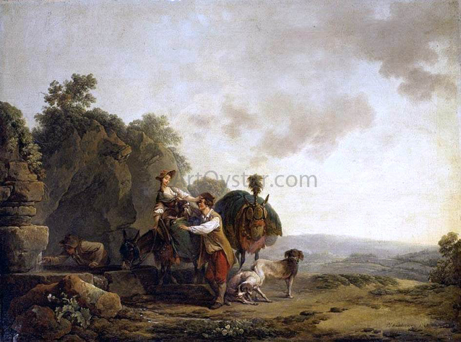 Philip Jacques De Loutherbourg Travellers at a Well - Hand Painted Oil Painting