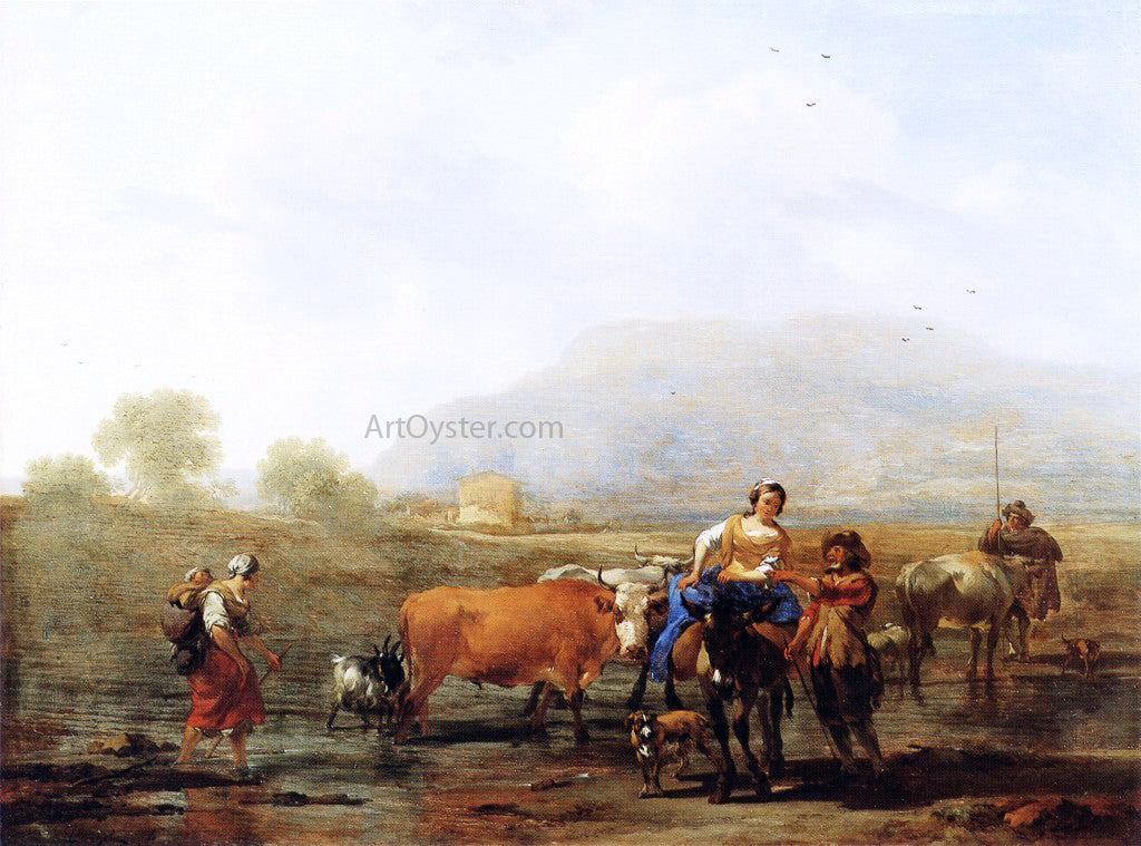 Nicolaes Berchem Travelling Peasants - Hand Painted Oil Painting