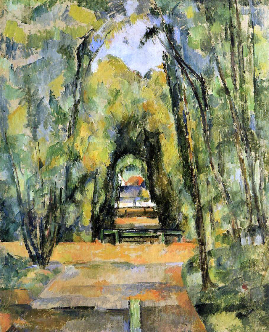 Paul Cezanne Tree Lined Lane at Chantilly - Hand Painted Oil Painting