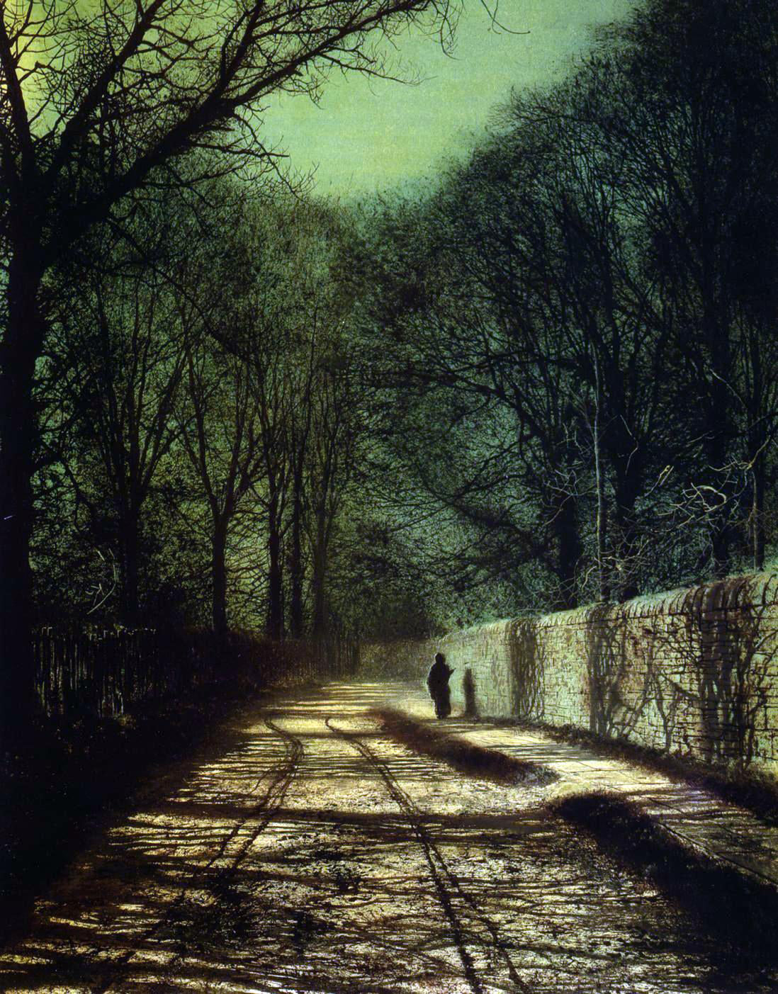 John Atkinson Grimshaw Tree Shadows on the Park Wall, Roundhay Park, Leeds - Hand Painted Oil Painting