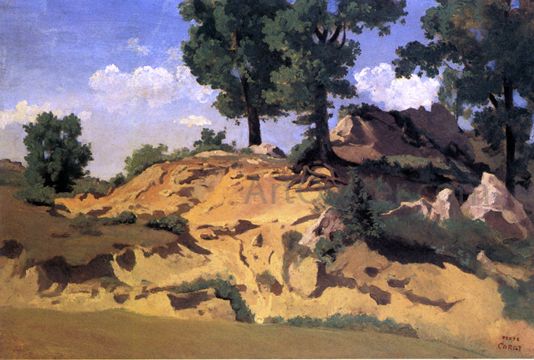  Jean-Baptiste-Camille Corot Trees and Rocks at La Serpentara - Hand Painted Oil Painting