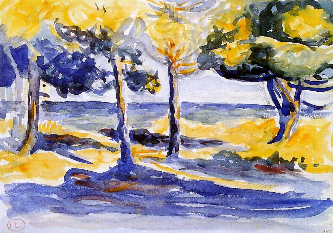 Henri Edmond Cross Trees by the Sea - Hand Painted Oil Painting