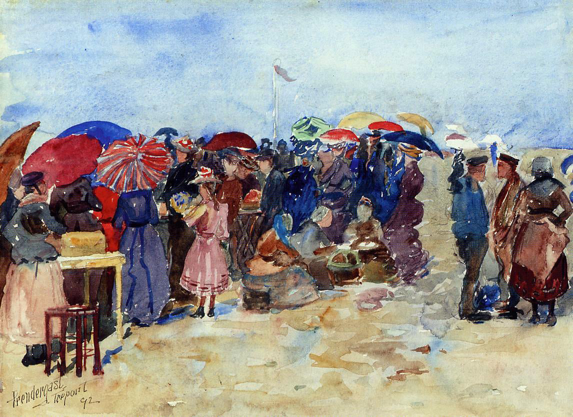 Maurice Prendergast Treport Beach (also known as A Very Sunny Day, Treport) - Hand Painted Oil Painting