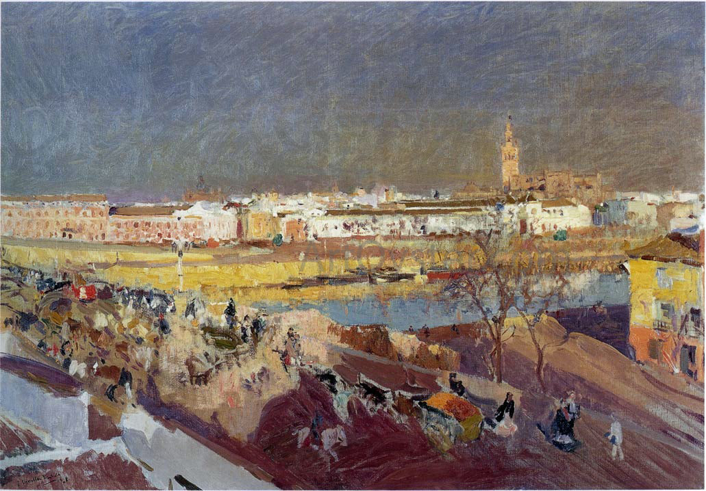 Joaquin Sorolla Y Bastida Triana Bridge, Seville - Hand Painted Oil Painting