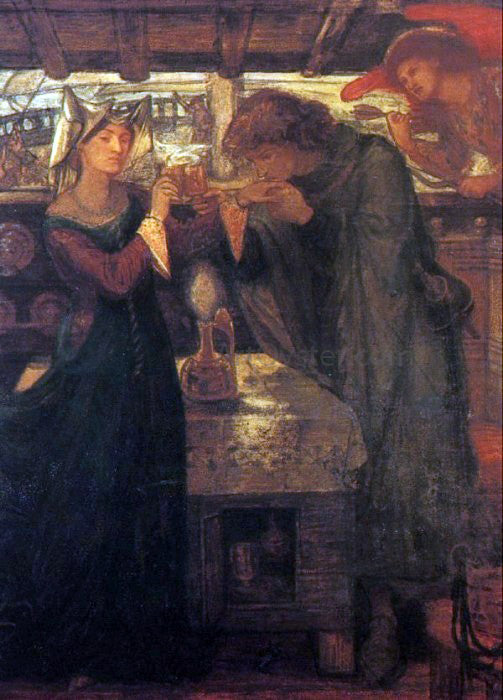 Dante Gabriel Rossetti Tristram and Isolde Drinking the Love Potion - Hand Painted Oil Painting