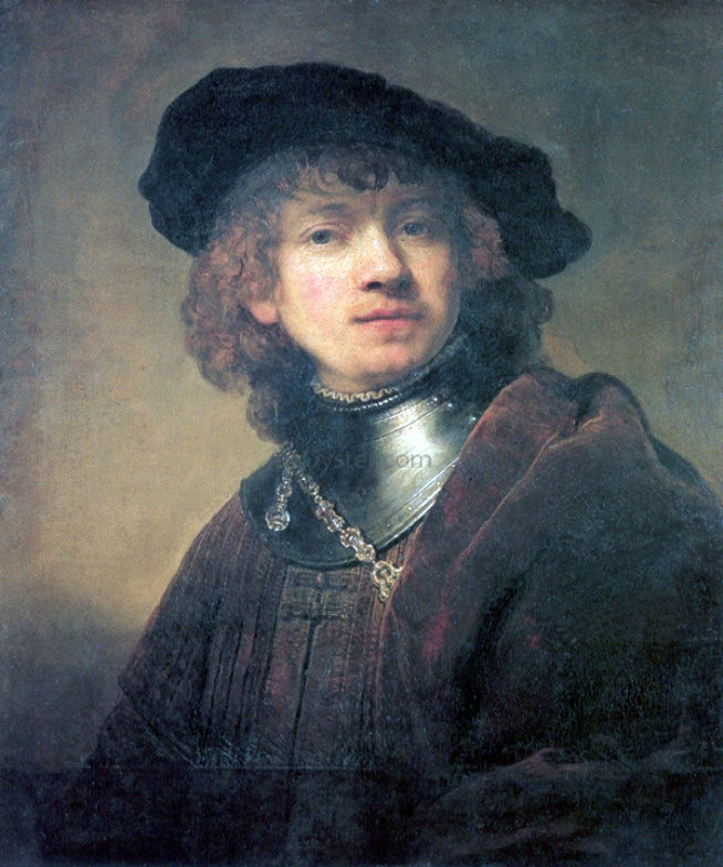 Rembrandt Van Rijn Tronie of a Young man with Gorget and Beret (previously regarded as a self portrait) - Hand Painted Oil Painting
