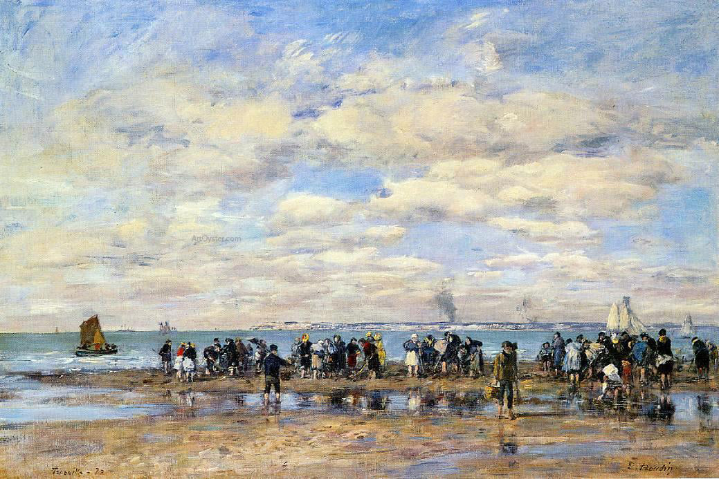 Eugene-Louis Boudin Trouville, the Beach at Low Tide - Hand Painted Oil Painting