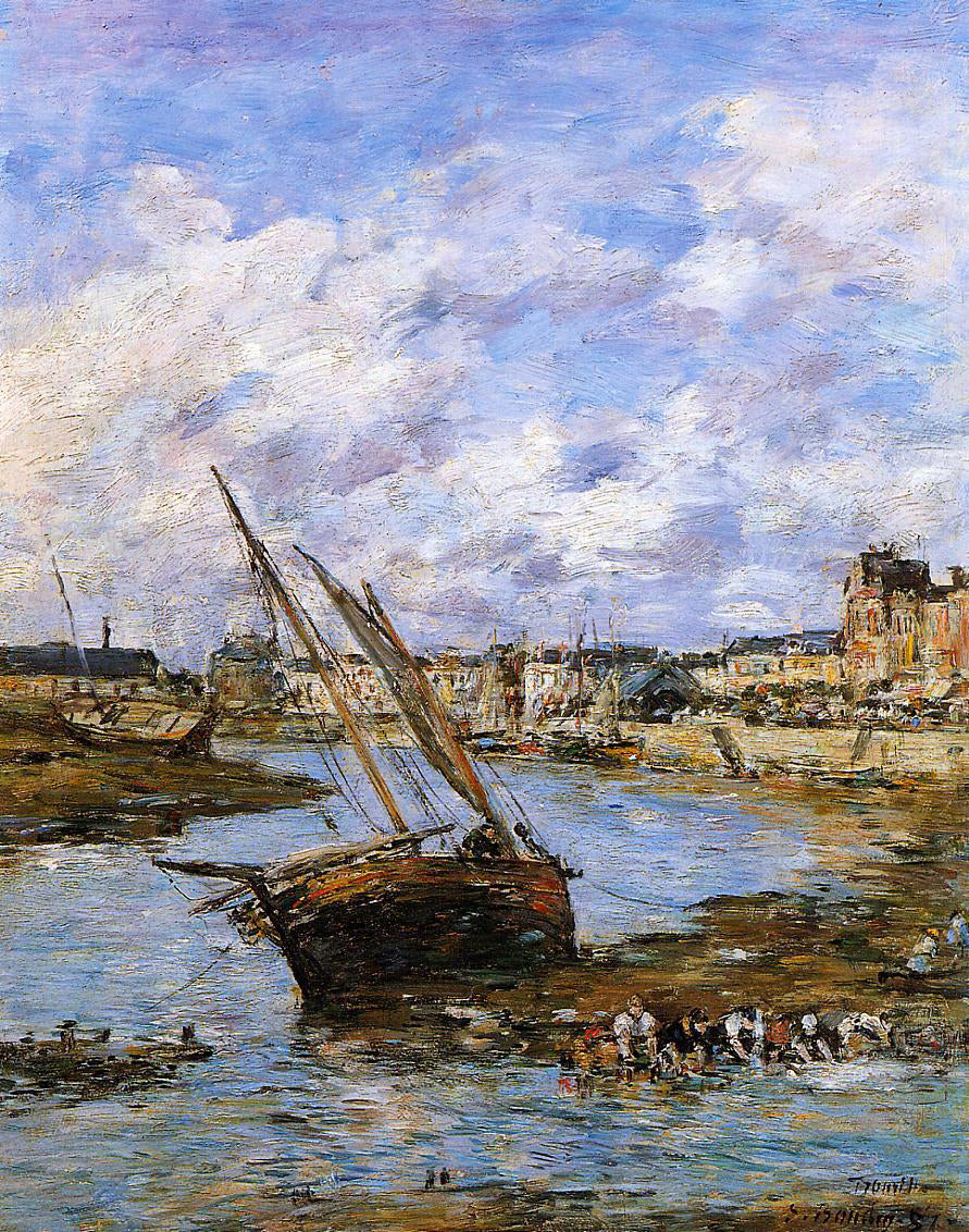 Eugene-Louis Boudin Trouville, the Inner Port, Low tide - Hand Painted Oil Painting