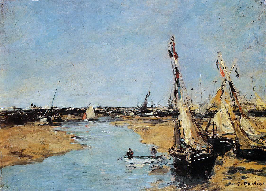 Eugene-Louis Boudin Trouville, the Jettys at Low Tide - Hand Painted Oil Painting