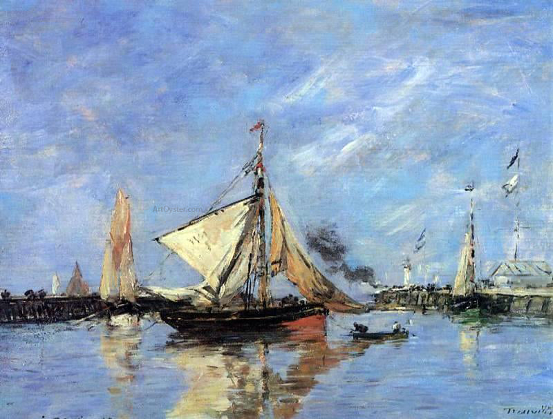 Eugene-Louis Boudin Trouville, the Jettys, High Tide - Hand Painted Oil Painting