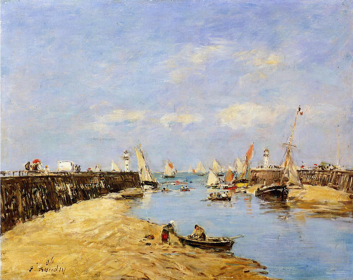 Eugene-Louis Boudin Trouville, the Jettys, Low Tide - Hand Painted Oil Painting