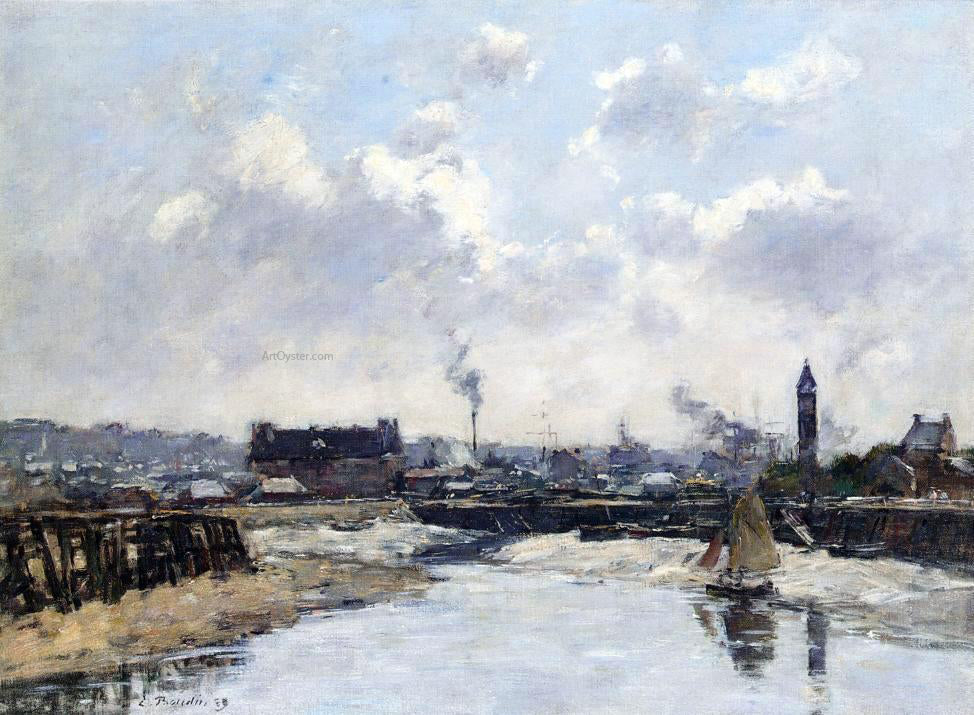 Eugene-Louis Boudin Trouville, the Port, Low Tide, Morning - Hand Painted Oil Painting