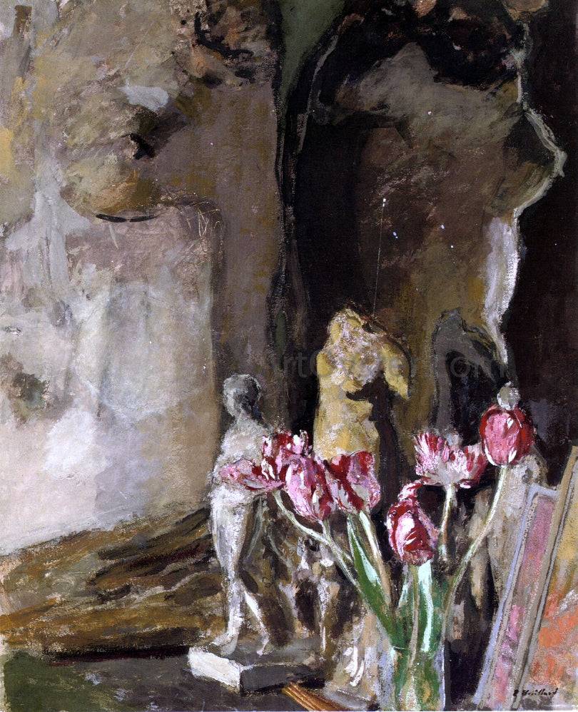 Edouard Vuillard Tulips and Statuettes - Hand Painted Oil Painting