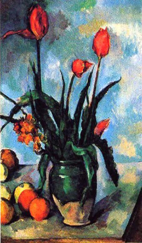 Paul Cezanne Tulips in a Vase - Hand Painted Oil Painting
