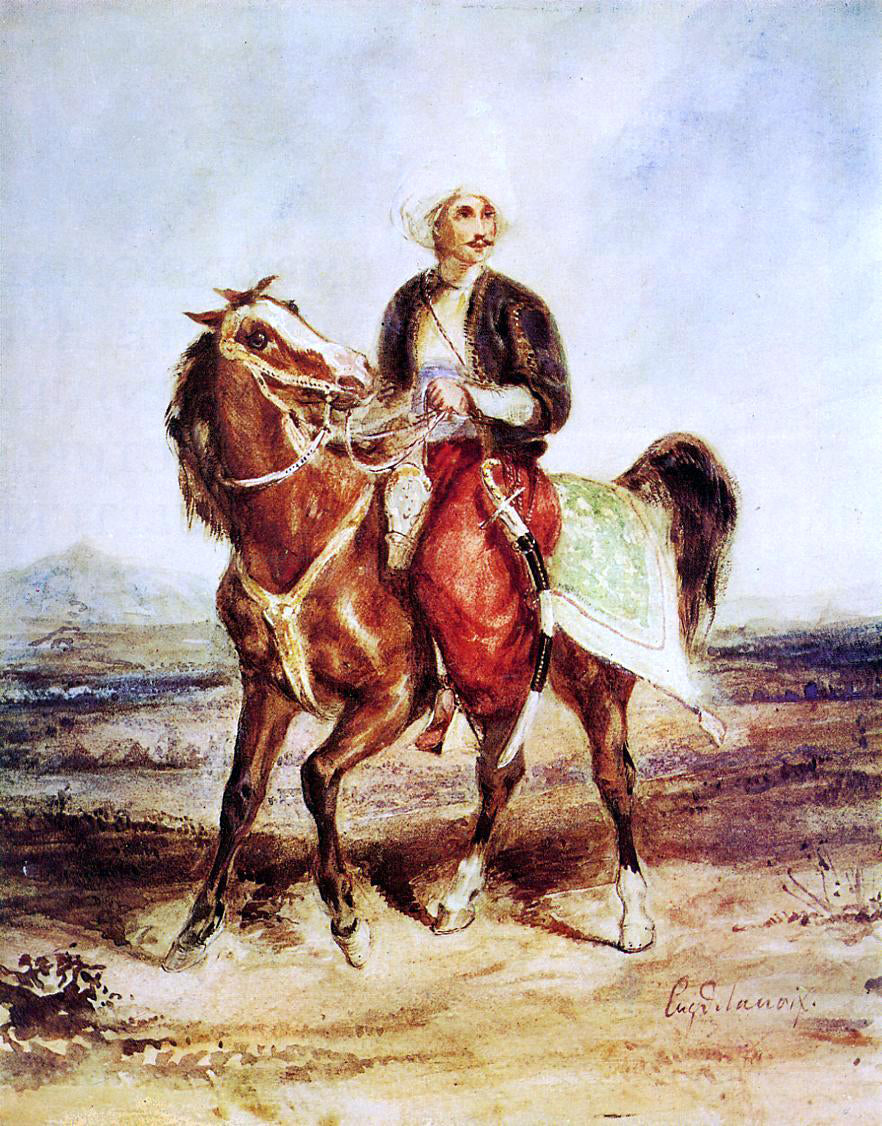 Eugene Delacroix Turkish Horseman - Hand Painted Oil Painting
