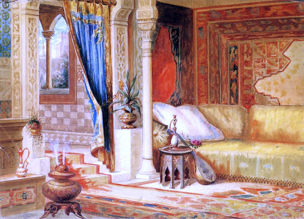  John Z Wood Turkish Room Theater Curtain Sketch - Hand Painted Oil Painting