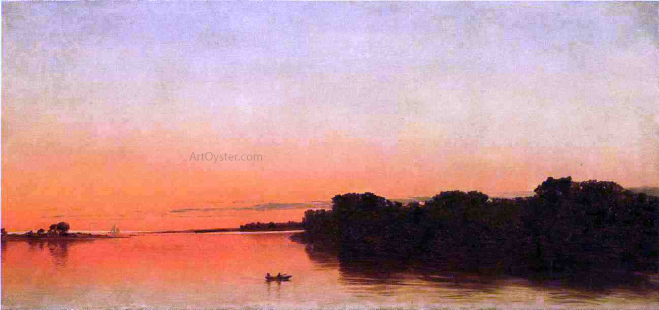  John Frederick Kensett Twilight on the Sound, Darien, Connecticut - Hand Painted Oil Painting