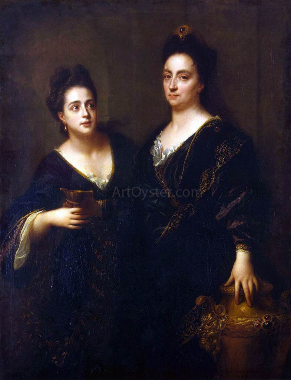 Jean-Baptiste Santerre Two Actresses - Hand Painted Oil Painting