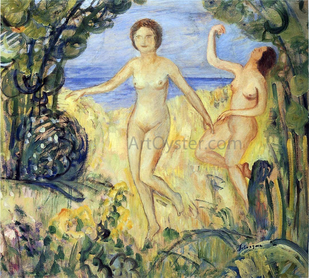 Henri Lebasque Two Bathers by the Beach - Hand Painted Oil Painting