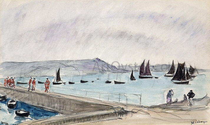 Henri Lebasque Two Boats at Saint Tropez (also known as Deux Bateaux a Saint Tropez) - Hand Painted Oil Painting