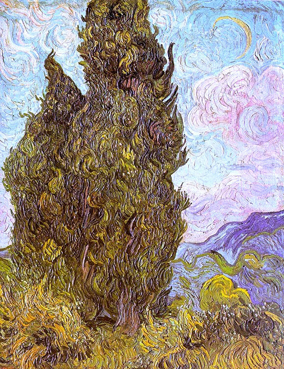  Vincent Van Gogh Two Cypresses - Hand Painted Oil Painting