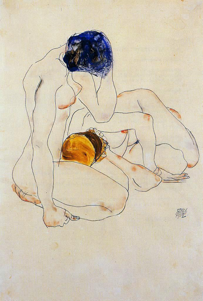 Egon Schiele Two Friends - Hand Painted Oil Painting