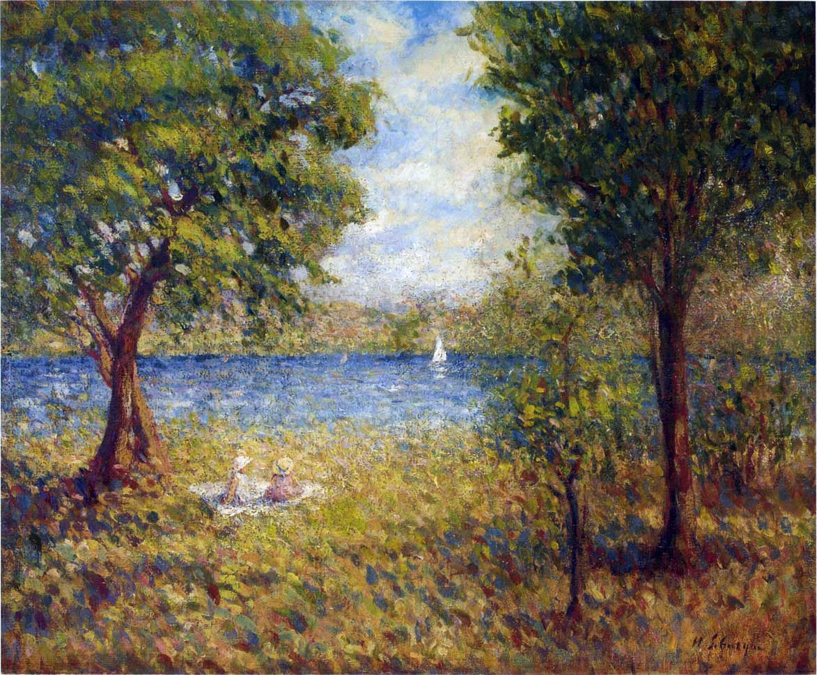 Henri Lebasque Two Girls by the Eau river - Hand Painted Oil Painting