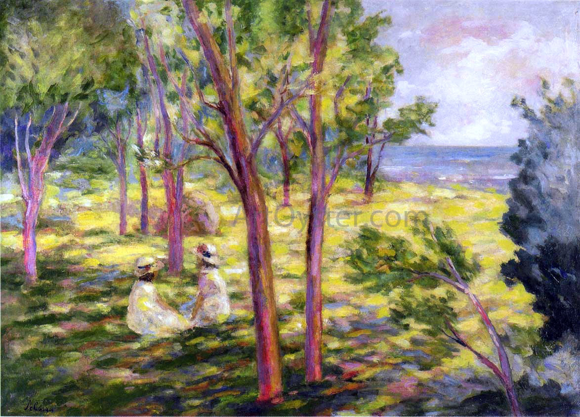 Henri Lebasque Two Girls in a Landscape - Hand Painted Oil Painting