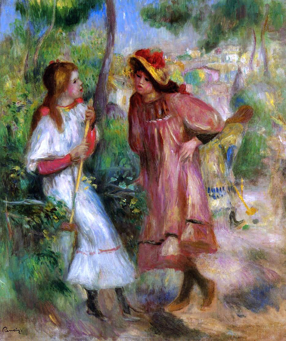  Pierre Auguste Renoir Two Girls in the Garden at Montmartre - Hand Painted Oil Painting